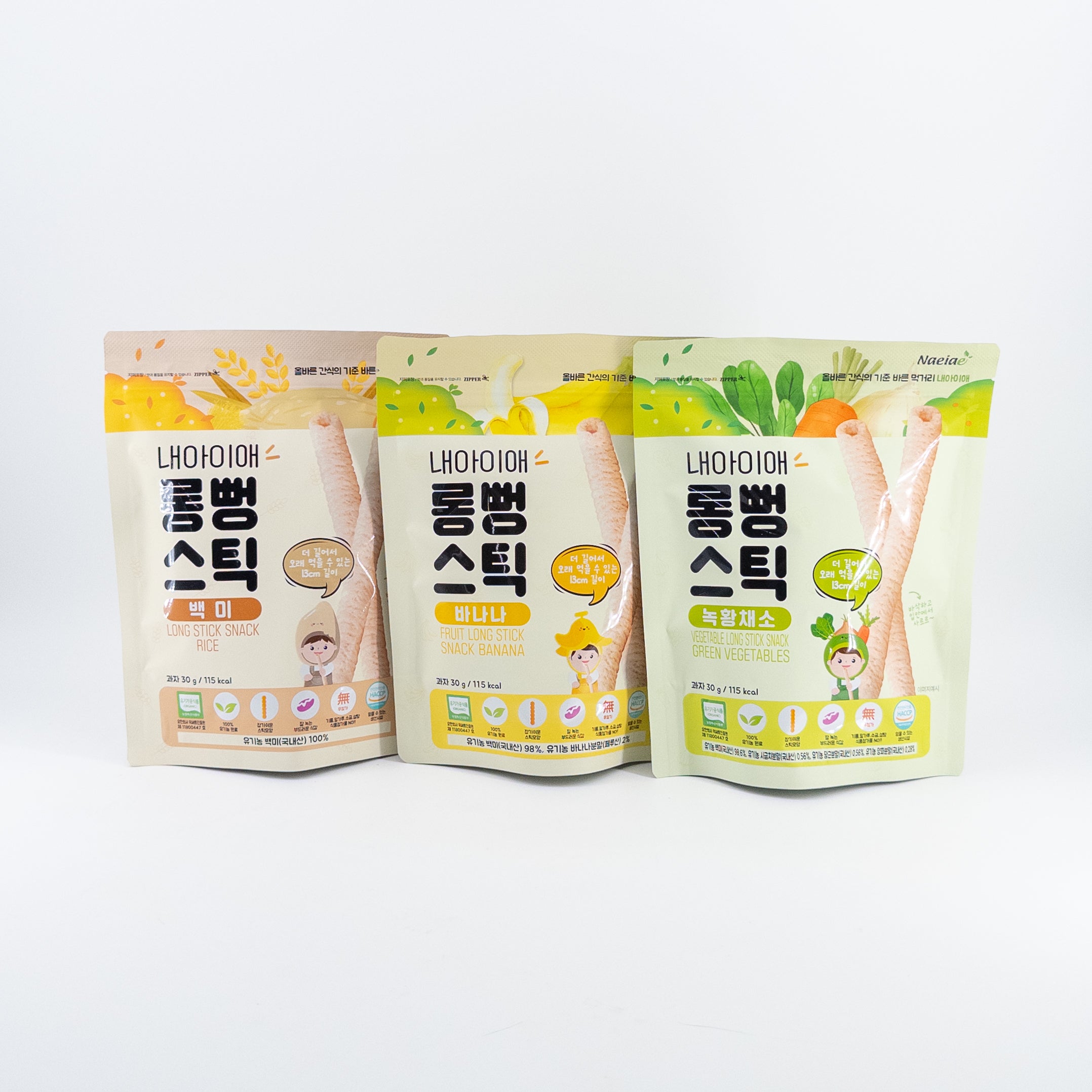 [NAEIAE] LONG STICK WHITE RICE PUFF SNACK (3 FLAVORS)