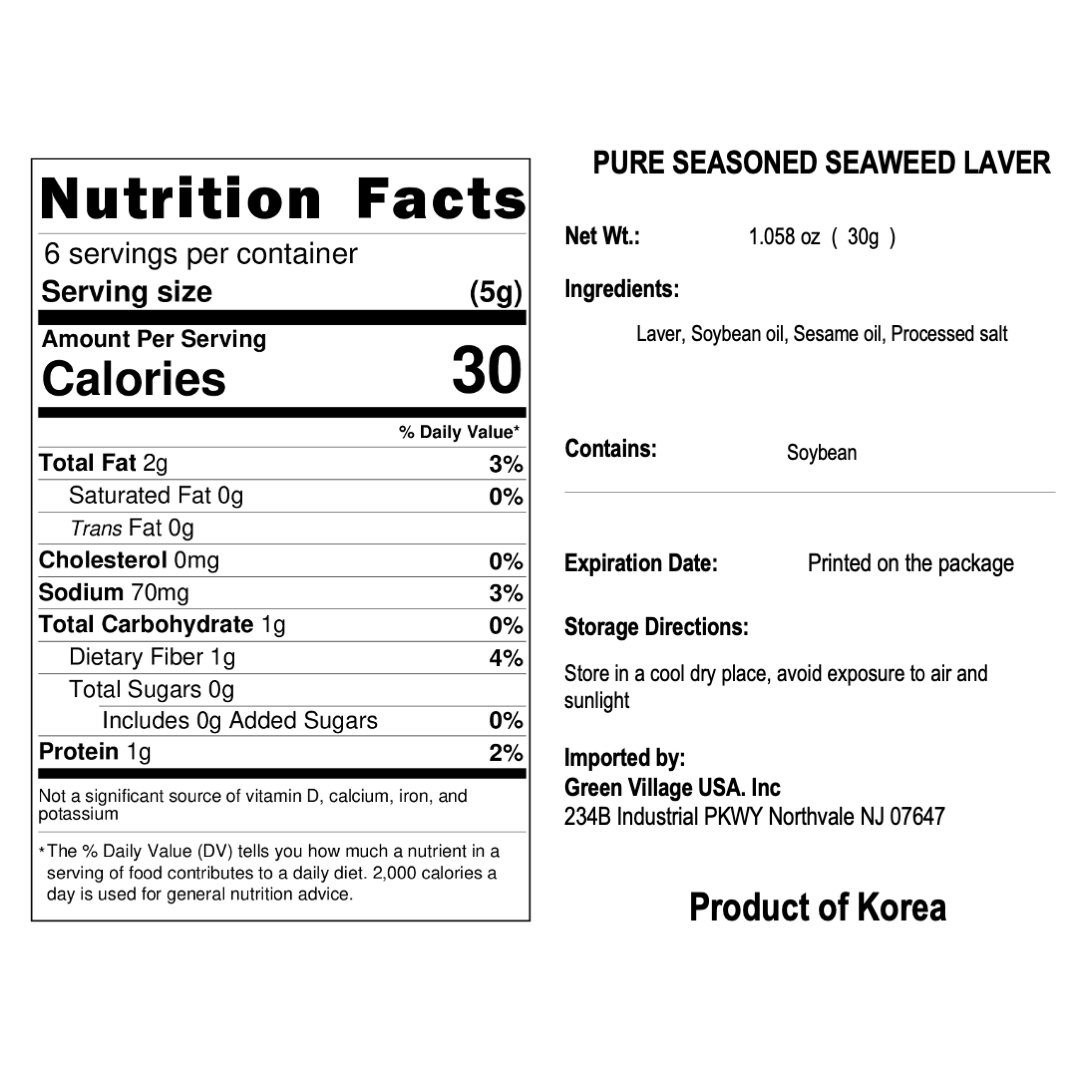 [HAENONG] PURE SEASONED SEAWEED LAVER